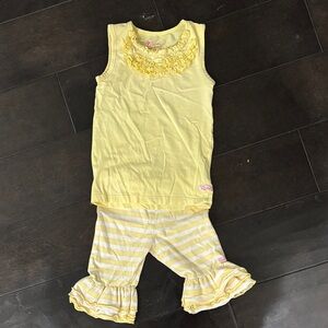 Ruffle Butts Yellow Striped Kids Matching Set